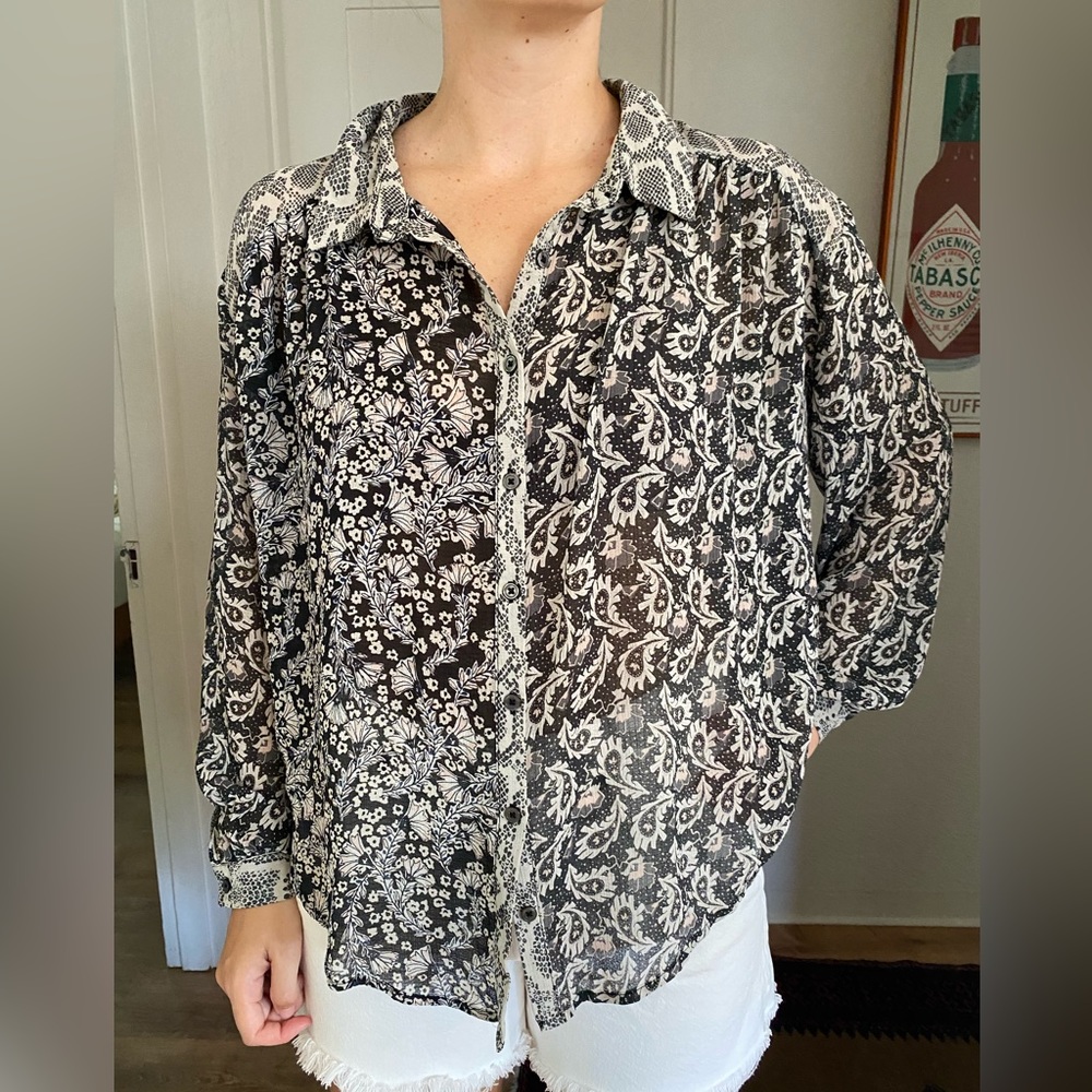 Free people paisley & snake skin patterned blouse